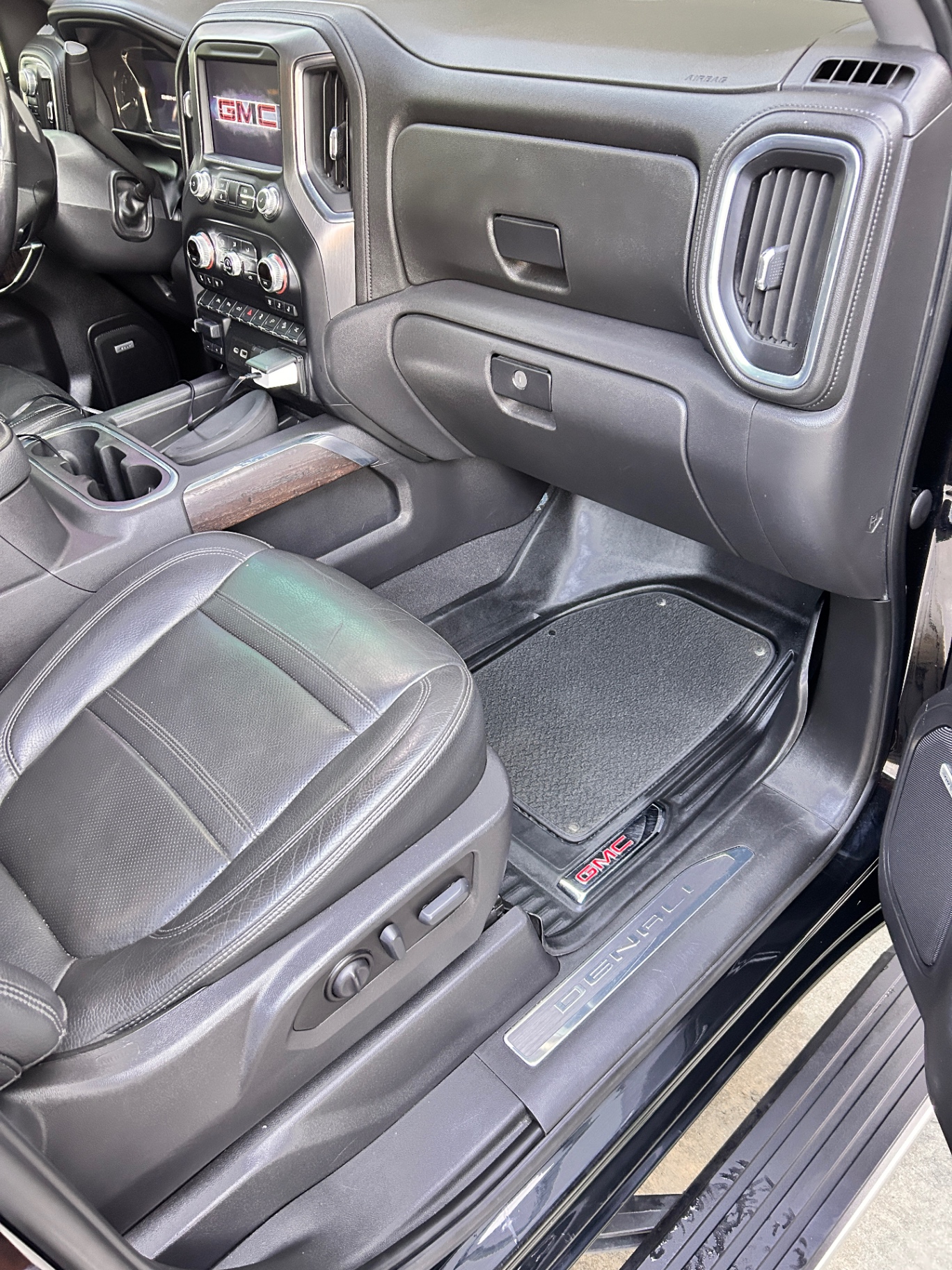 Detailed truck interior with clean floor mats